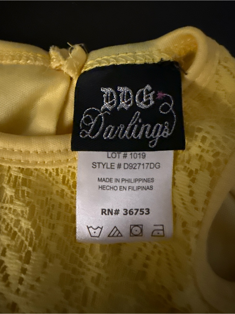 Darling Yellow Lace & Tulle Tiered Dress with Daisy Trim - Picture 4 of 6